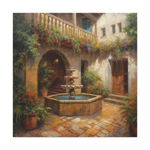 Spanish Courtyard 12 / Canvas Gallery Wrap / Spanish Art / Spanish Wall Art / Art Prints Spanish / Spanish Artwork / Spanish Painting