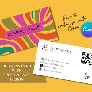 Retro Business Card Template, Editable &amp; Printable Business Card Design ...