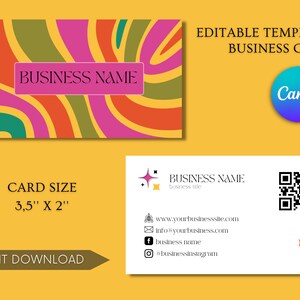 Retro Business Card Template, Editable &amp; Printable Business Card Design ...
