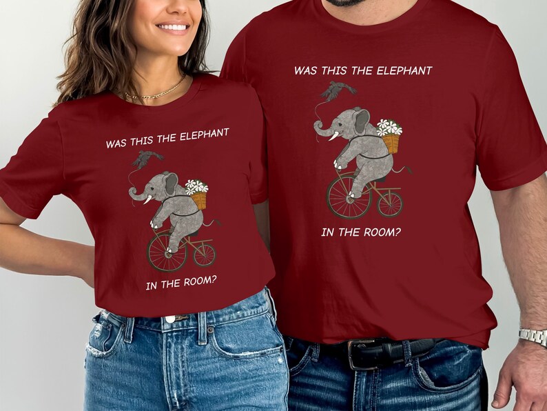 Elephant on Bicycle T-shirt, Cute Animal Riding Bike Tee, Fun Whimsical ...