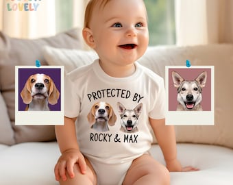 Protected by Pets, Onesie, Digital Custom Dogs and Cats, Bodysuit, Baby Girl, Baby Boy, Toddler Shirt