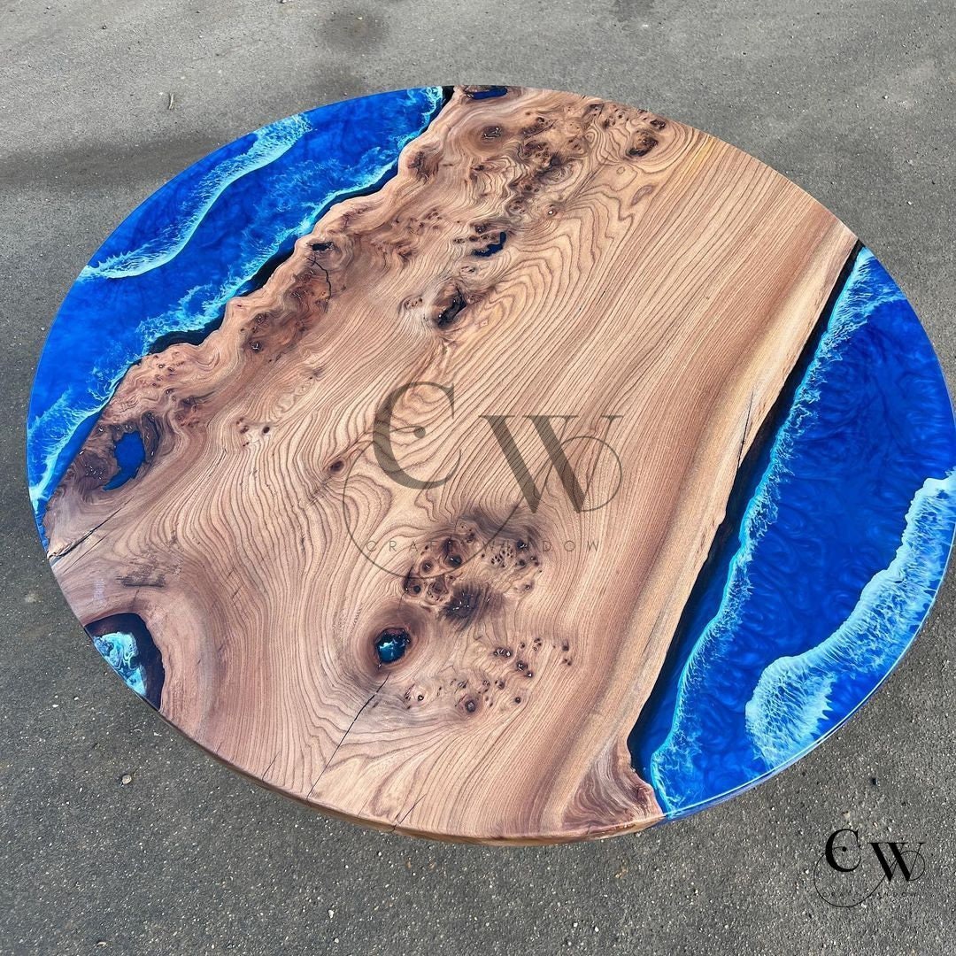 Round River Table Round Epoxy Coffee Table Round Dining Etsy