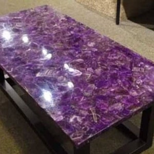 Amethyst Stones Countertop / Dining Table, Purple Amethyst stone Handmade Art Interior Furniture Agate Meeting Table, Agate slab table