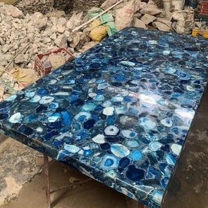 Blue Agate Dinning Table Top, Coffee Table, Blue Agate Table Top, Kitchen Dining Table Top, Coffee Table, Gift Item, Bathroom Vanity Top
