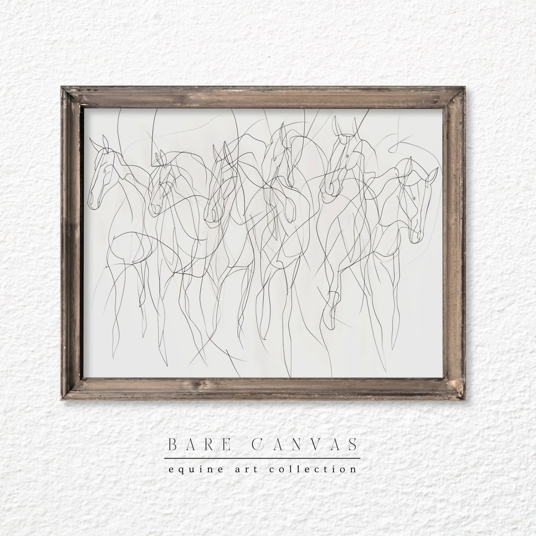 Horse Line Art | Abstract Horses Print | Horse Art | Pencil Drawing ...