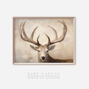 Deer Painting | Vintage Deer Antlers | Willdlife Painting | Deer Antlers Art Print | Animal Painting | Wall Art Print | Oil Painting |