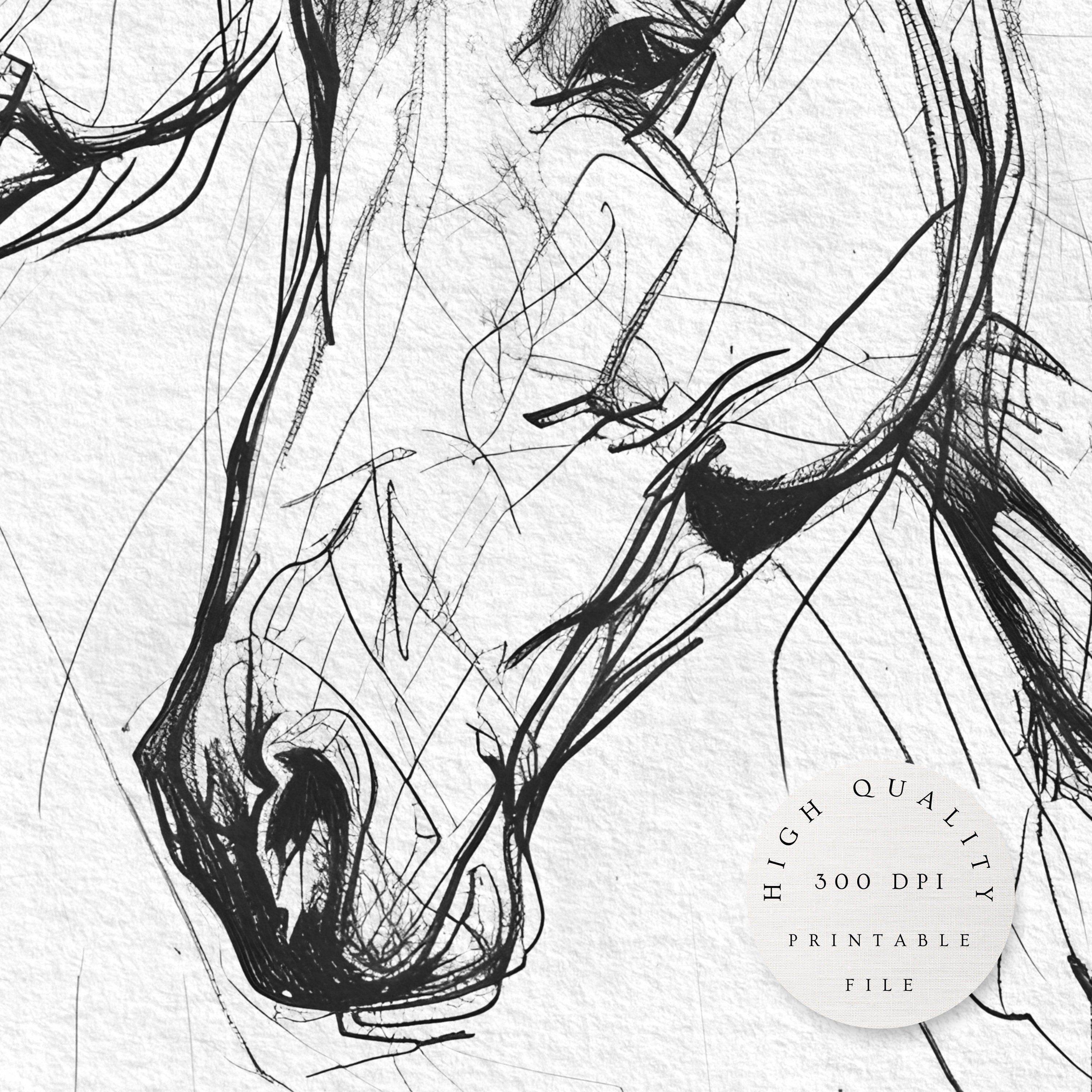 Horse Line Art Print | Horse Art | Pencil Drawing | Equine Sketch ...