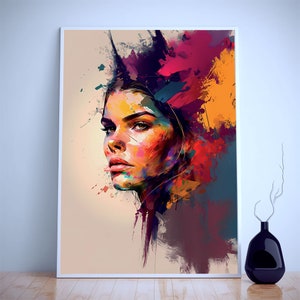 Art-house style Digital girl portrait, water color, DIGITAL DOWNLOAD