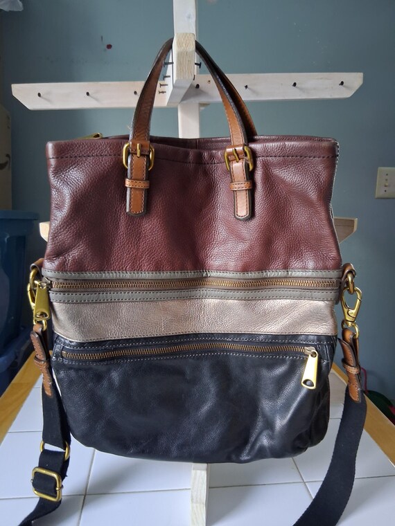 Bohemian Fossil colorblock coated leather multi-c… - image 2