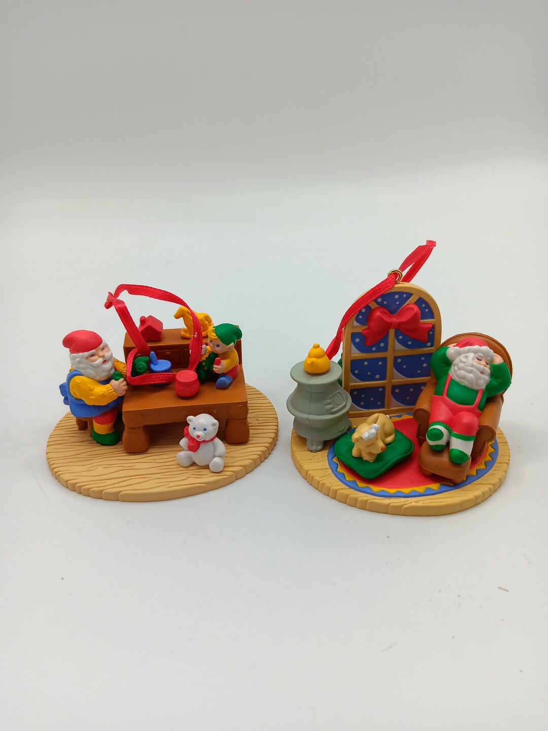 Vintage Avon Christmas With Santa 3D Christmas Ornaments Set of 2 Etsy
