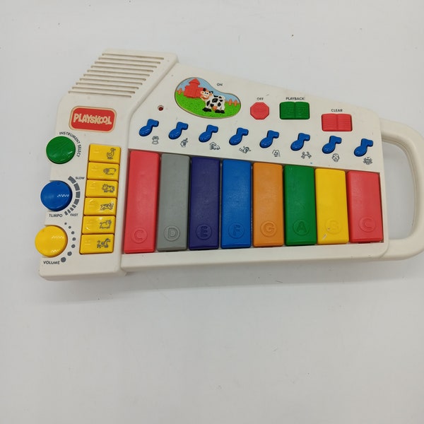 Vintage 90s Toy Playskool Farm animal Friends Kids Musical Xylophone Keyboard Piano PS-625 WORKS!  Toddler play