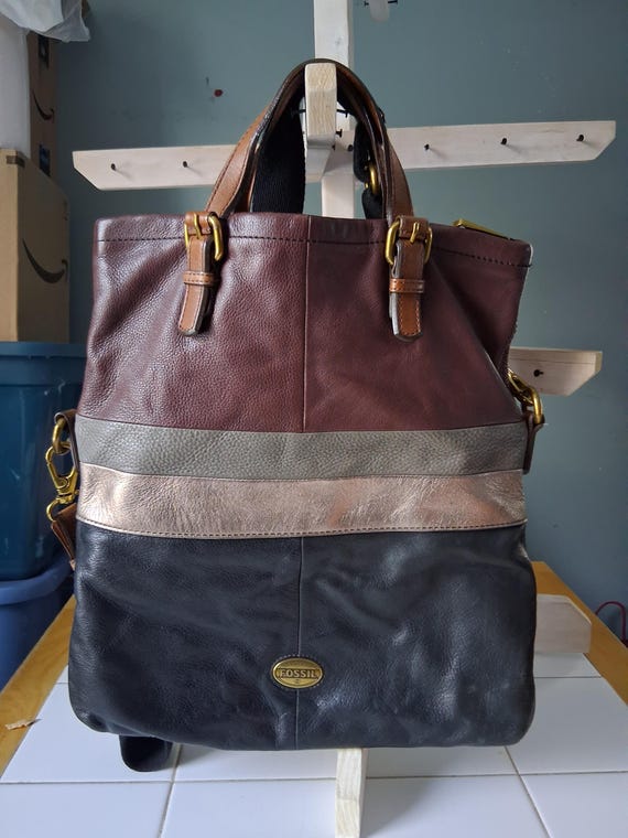 Bohemian Fossil colorblock coated leather multi-c… - image 1