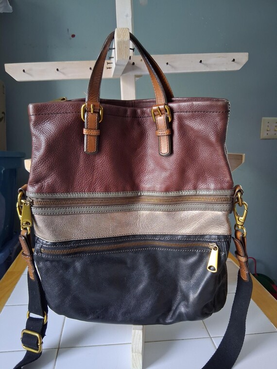 Bohemian Fossil colorblock coated leather multi-c… - image 6