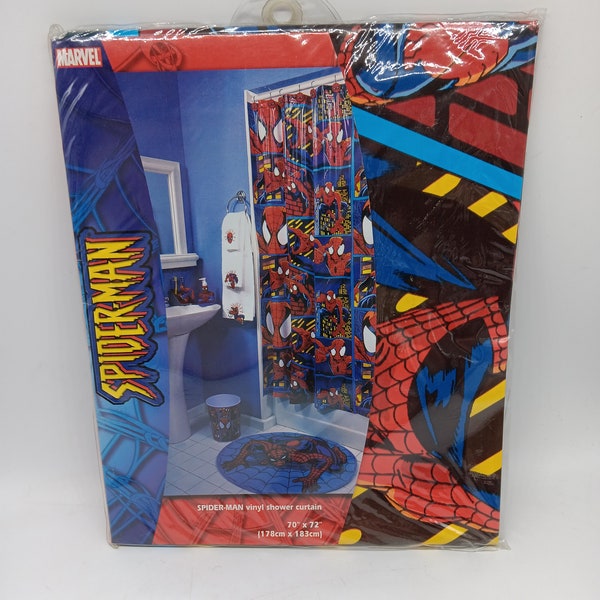 Vintage 2004 Marvel SPIDER-MAN Vinyl Shower Curtain 70" x 72" NEW Sealed. Superhero