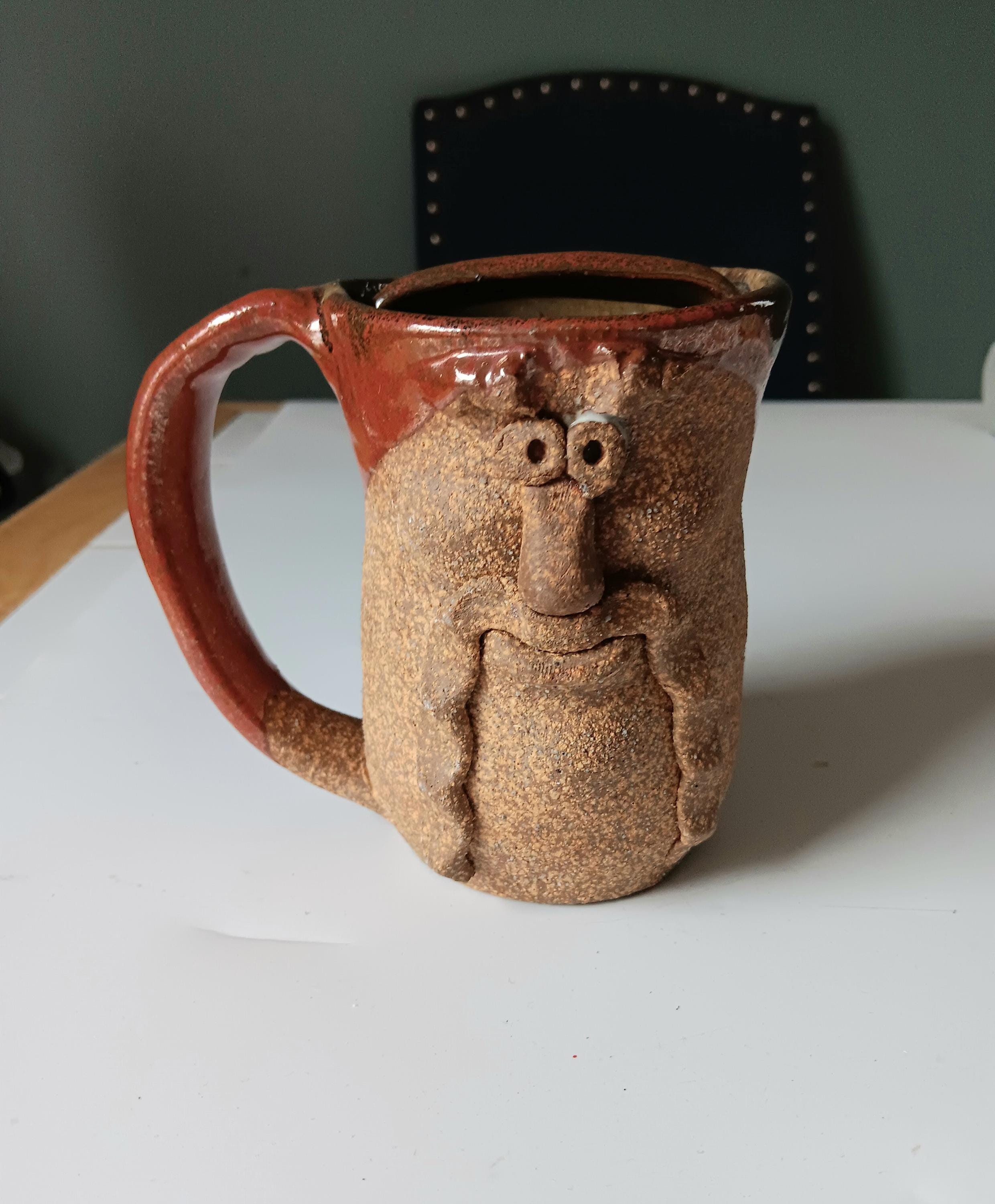 Vintage 3d Pottery Ugly Face Mug - Etsy