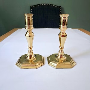 Vintage Brass Tapered Candlestick Mid Century Modern Gold Candle Holder Set Of 2 home decor