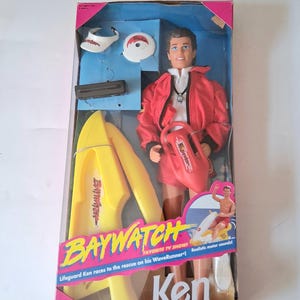 Muñeca Barbie Mattel Baywatch Ken de los 90 n.° 13200 Mattel Jetski Boombox Nueva vintage abierta
