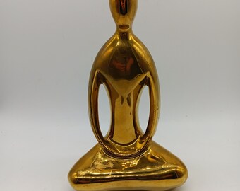 Art Abstract Gold Yoga Meditate Zen Figure Statue Decor. India. Spiritual