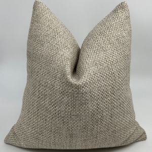 Beige and Cream Basketweave Woven Pillow Cover,Natural Linen Textured Thick Fabric,Beige and Cream Plaid Pillow,Halloween Gift,Decorative