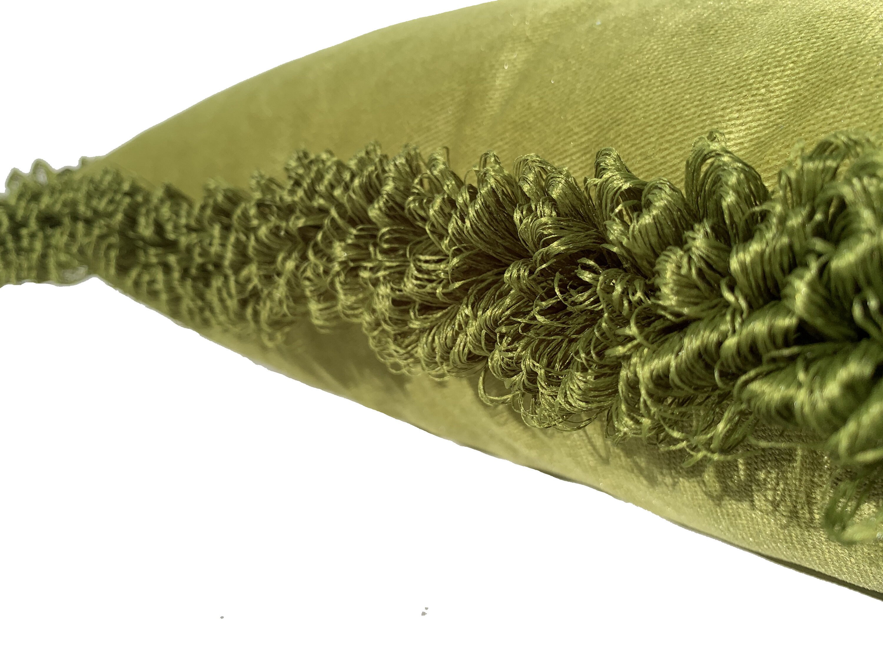 Green Brush Fringe Pillow Covervelvet Pillow Case Vivid Moss Etsy