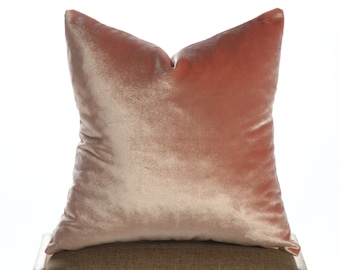 Light Salmon Iridescent Cotton Velvet Pillow,Velvet Pillow Cover,Soft Pink Euro Sham Pillow,Housewarming Gift, Valentine's Day,Decorative