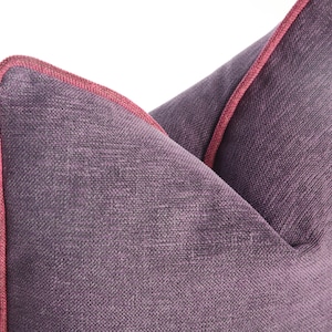 Housse de coussin en lin violet avec passepoil en lin, coussin de corps violet avec passepoil en lin rose, taies d&#39;oreiller en lin, cadeau d&#39;Halloween