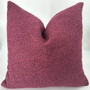 Funda de almohada bouclé burdeos texturizada, tapicería de chenilla de algodón, 20x20, cojines decorativos burdeos
