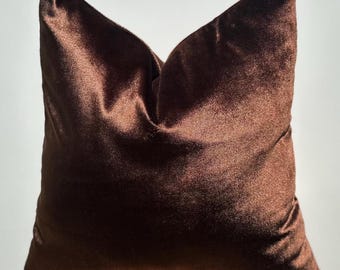 Dunkelbrauner Samtkissenbezug, irisierender brauner Samt, dekorativer Dekokissenbezug für Sofa Couch Bett, elegantes modernes Wohndekor