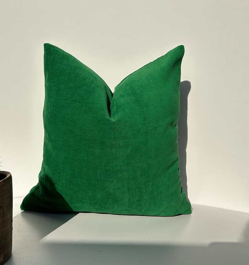 Kelly Green Chenille Pillow Covervivid Green Soft Textured Etsy