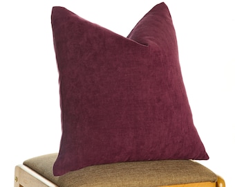 Purple Chenille Pillow Cover, Soft Plum Textured Cushion, Euro Sham