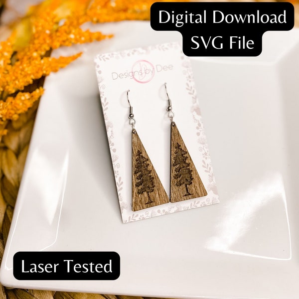 Etched Tree Earring File, Laser File, SVG Laser File, Wood Cut File, Digital Download, Earring templates