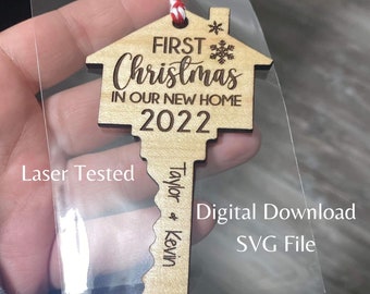 New Home Ornament SVG, First Christmas in our new home Ornament SVG, Digital Laser File, SVG Laser File, Wood Cut File, Digital Download