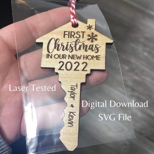 New Home Ornament SVG, First Christmas in our new home Ornament SVG, Digital Laser File, SVG Laser File, Wood Cut File, Digital Download