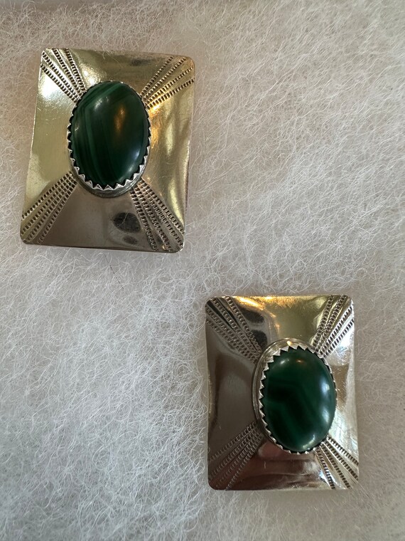 Benson Boyd / Sterling Silver and Malachite Earri… - image 3