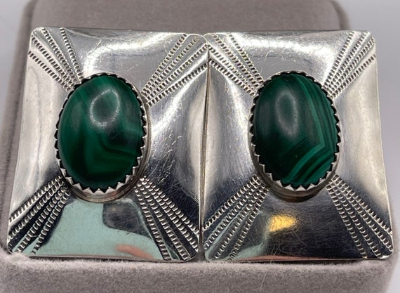 Benson Boyd / Sterling Silver and Malachite Earri… - image 4