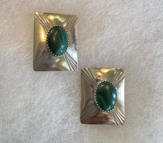 Benson Boyd / Sterling Silver and Malachite Earri… - image 1