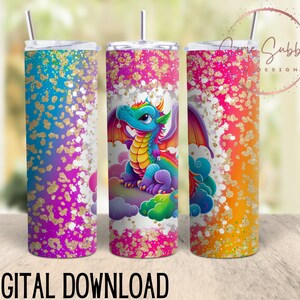 dragon tumbler wrap, rainbow dragon PNG, rainbow dragon wrap, rainbow dragon digital download, dragon 20oz tumbler download, dragon download
