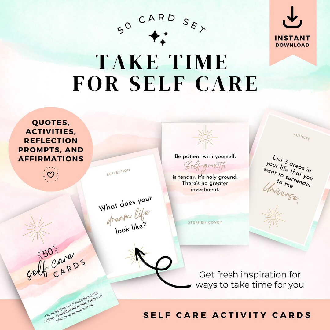 50 Self Care ACTIVITY CARDS Printable Instant Download - Etsy