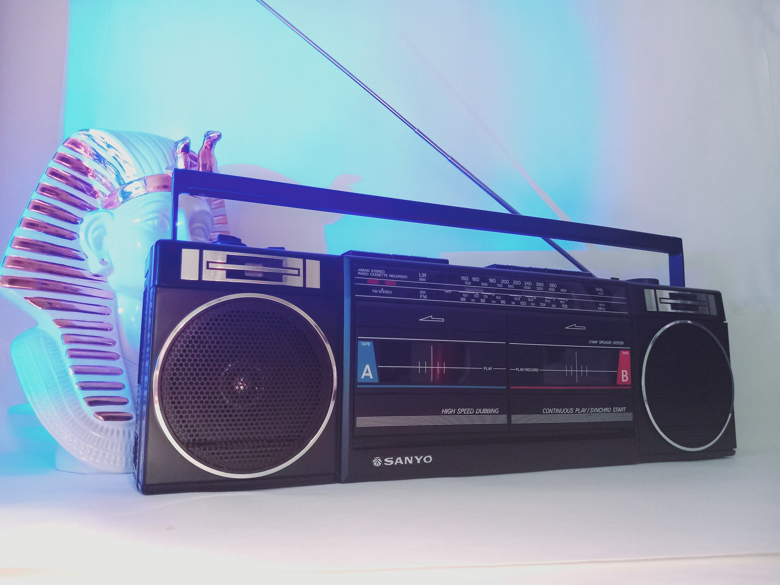 CASSETTE RADIO VINTAGE Boombox ghetto Blaster Sanyo M7880K lecture EUR
