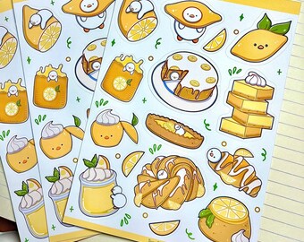 Lemon Fruit Dessert Duck- Handmade Matte Stickers For Bullet Journaling/Planners