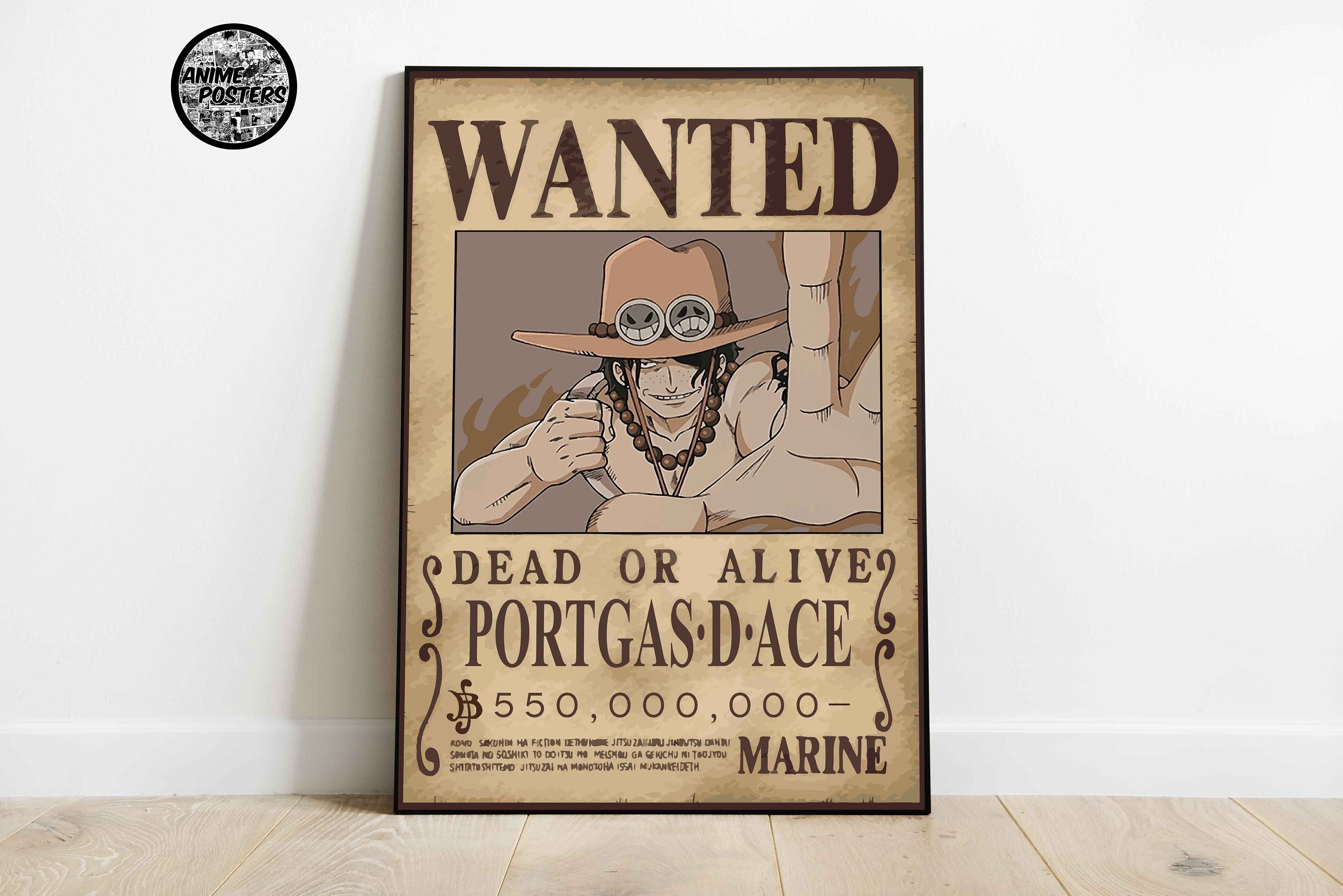 Ace One Piece Wanted Bounty Poster Metal Print by Anime One Piece