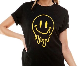 Melting Smiley Face T-Shirt / Please Read Sizing Options in Description Before Purchase