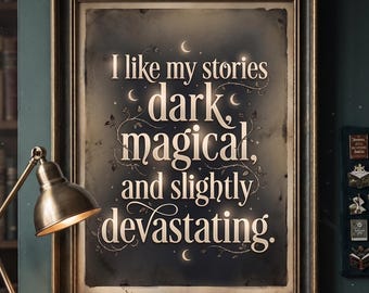 Stampa Romantasy Reader / Arte da parete Dark Academia / Decorazione per la stanza BookTok / Poster con citazione di un libro fantasy / Arte Whimsigoth / Download digitale