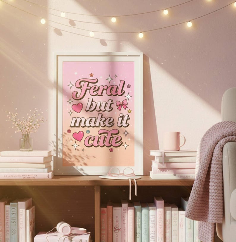 Arte de pared "Fal pero que sea lindo" / Impresión divertida de BookTok / Decoración literaria / Cita para amantes de los libros / Regalo para lectores de romance oscuro / Estética coqueta imagen 3
