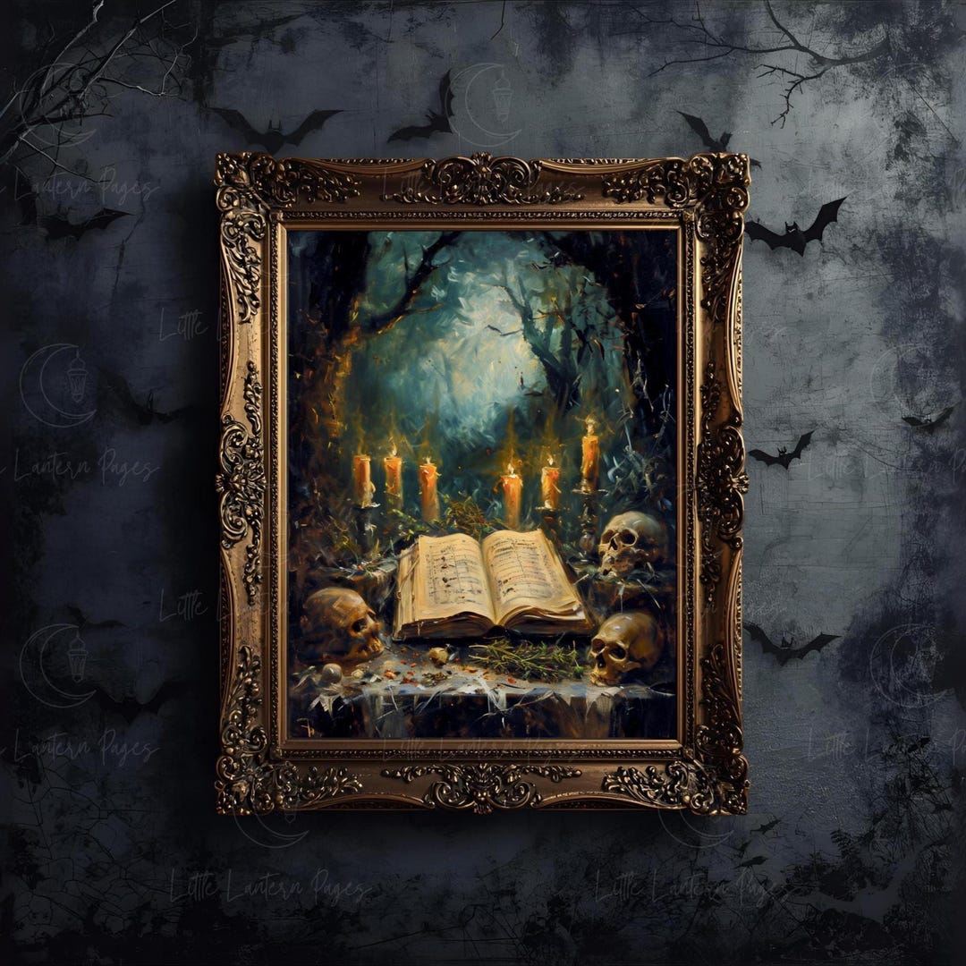 Gothic Halloween Print: Witch’s Ritual Altar, Spooky Art, Digital ...