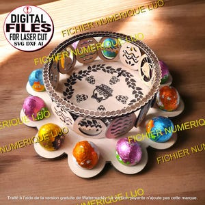 FICHIER coupe laser DXF panier œuf, Pâques, lapin, laser