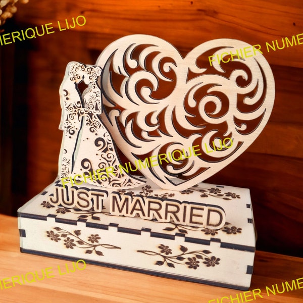 FICHIER coupe laser DXF boite mariage, love