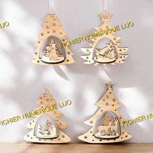 Datei 4 Weihnachtskugeln Laser geschnitten DXF Weihnachten, 4 Weihnachtskugeln
