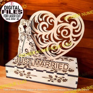 FICHIER coupe laser DXF boite mariage, love