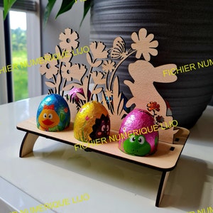 Fichier coupe laser DXF décoration œuf, Pâques, lapin, laser